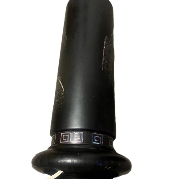 RARE SET OF 2 HOLLYWOOD REGENCY BLACK LAQUER MOTHER OF PEARL INLAY TABLE LAMP - Picture 13 of 16